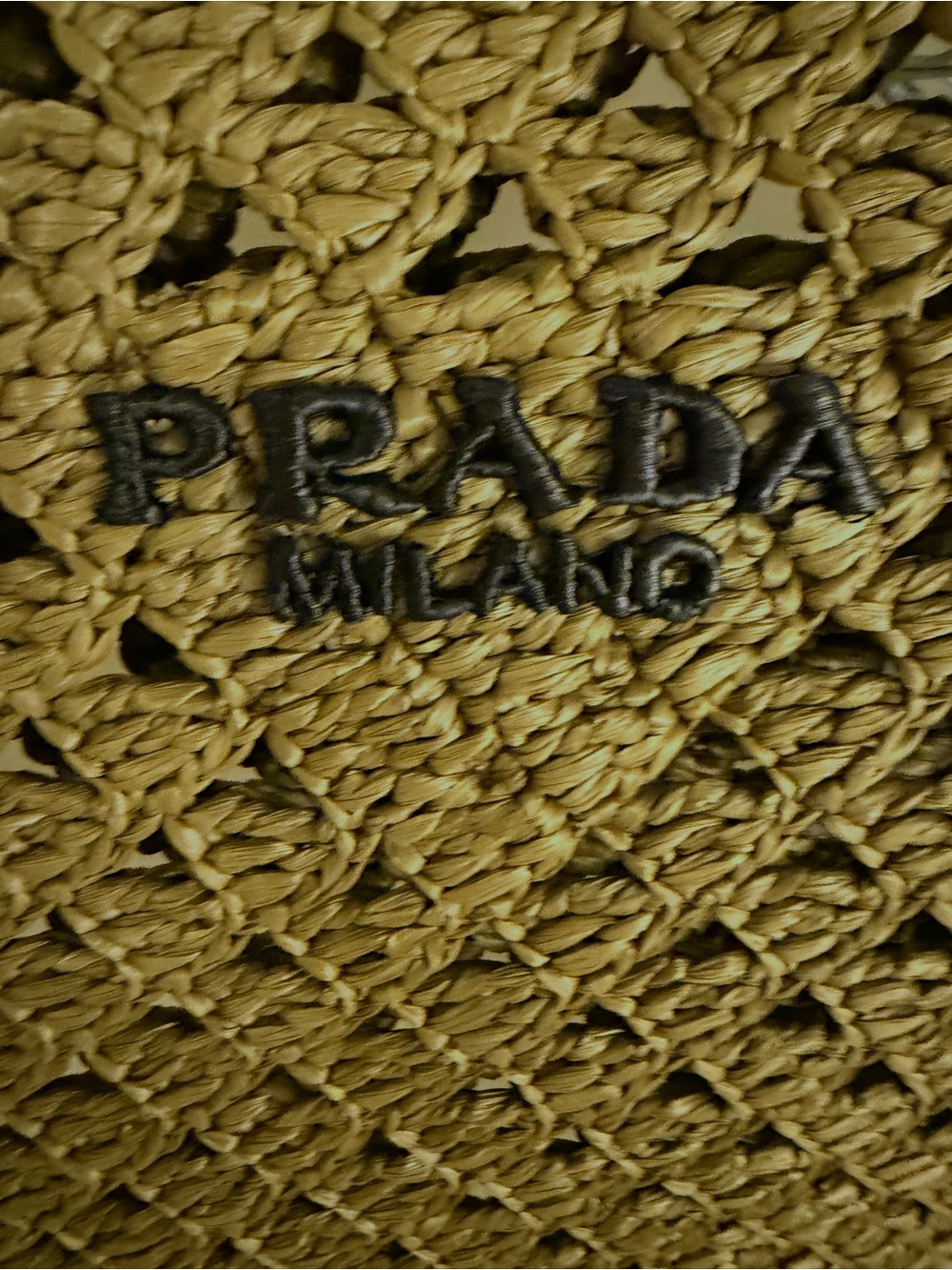 Authentic Prada Raffia Olive Green Crochet Tote Bag - Picture 8 of 16